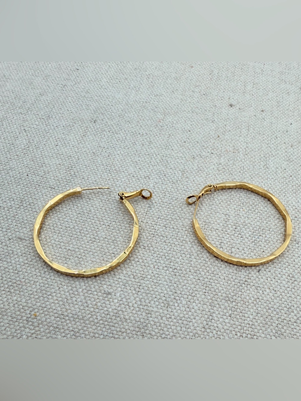 Gold Textured Hoop Earrings - Women Jewelry